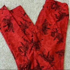 LuLaRoe Red and Black Cupid Leggings